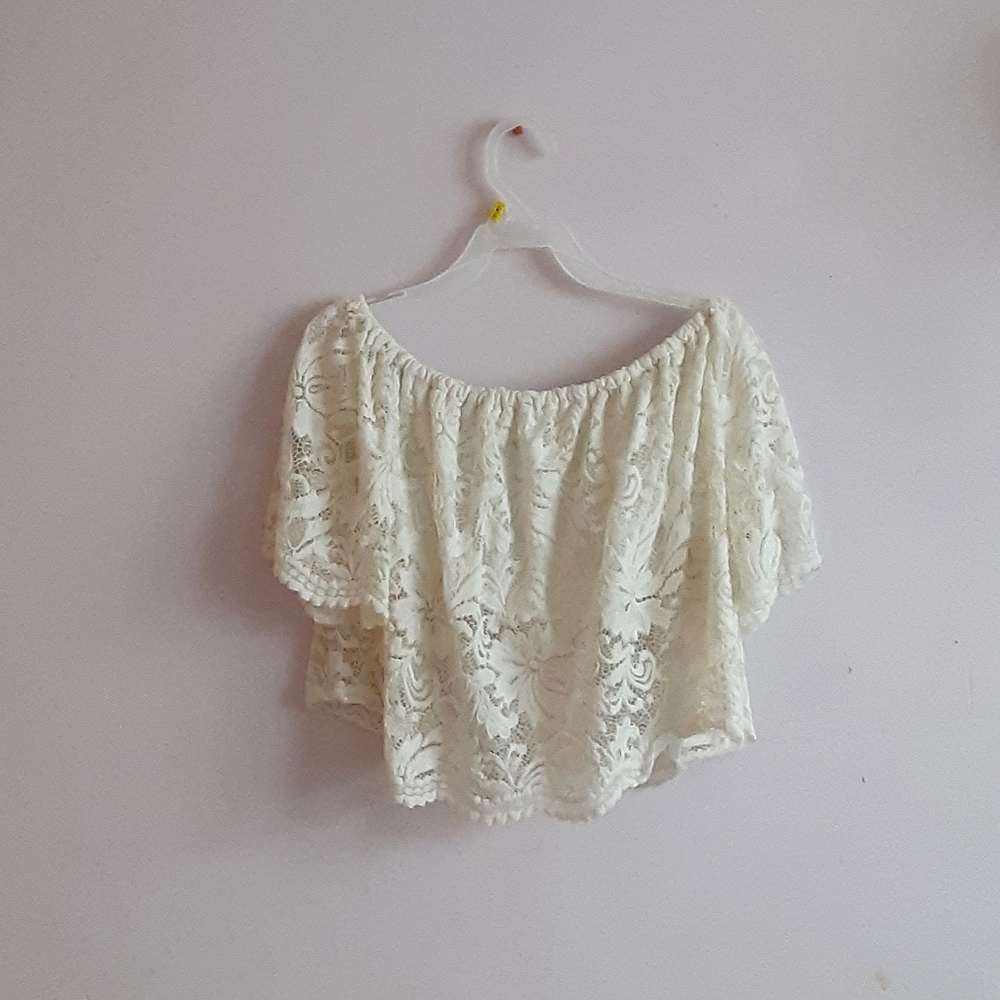 Ivory/White Lacey Crop Top